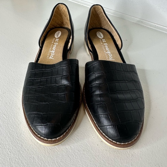 Dr. Scholls Black Faux Croc D'Orsay Flats Slip On - Size 7.5M - Picture 7 of 9